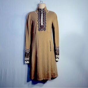 Athleta Nordic Fair Isle Athleisure Cotton Cashmere Pockets Sweater Dress Sz S